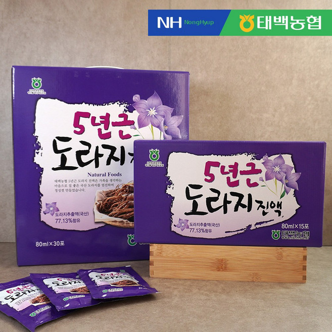 [태백농협] 믿고먹는 5년근 도라지진액 80ml (30포~150포) / 농축액 / 건강즙 / 파우치형 / 도라지즙, 150개