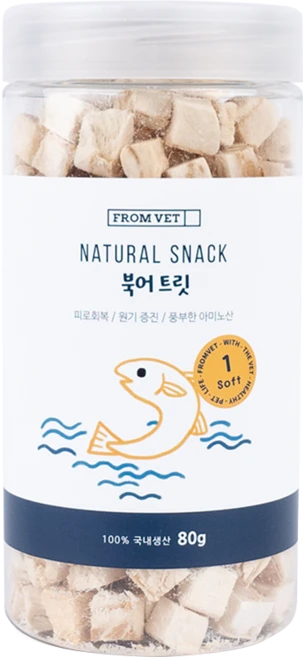 프롬벳 국산 동결건조 북어 트릿 강아지 고양이, 80g, 1개 - 쿠팡