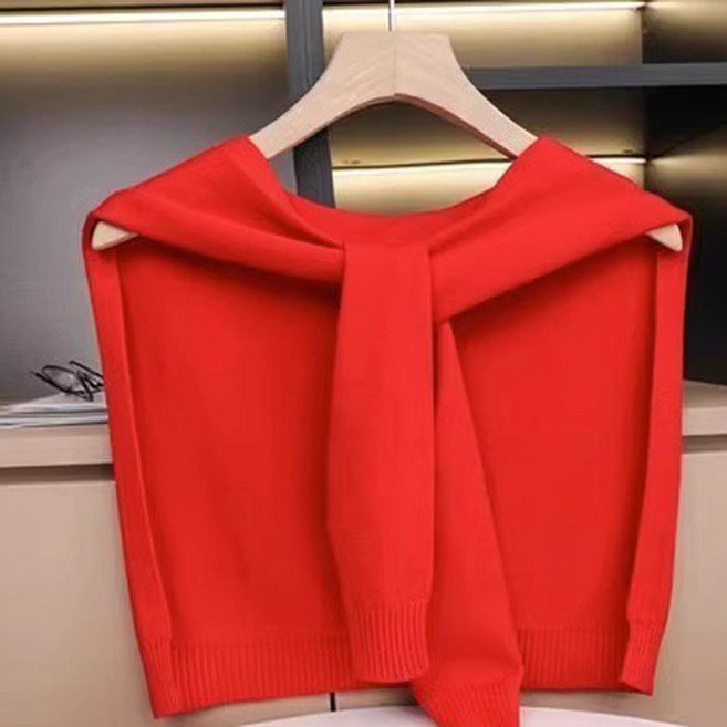 FANSYLI 여성 단가라 니트 숄 데일리 케이프 레이어드 가디건 머플러 어깨 머플러 숄 가디건 어깨 니트 W2510O20