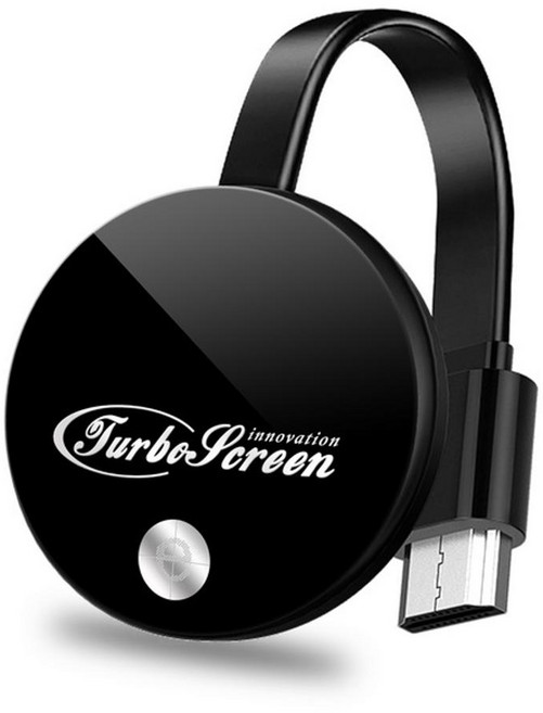 七代TurboScreen圓形光亮款全自動無線影音傳輸器, 1套, 黑