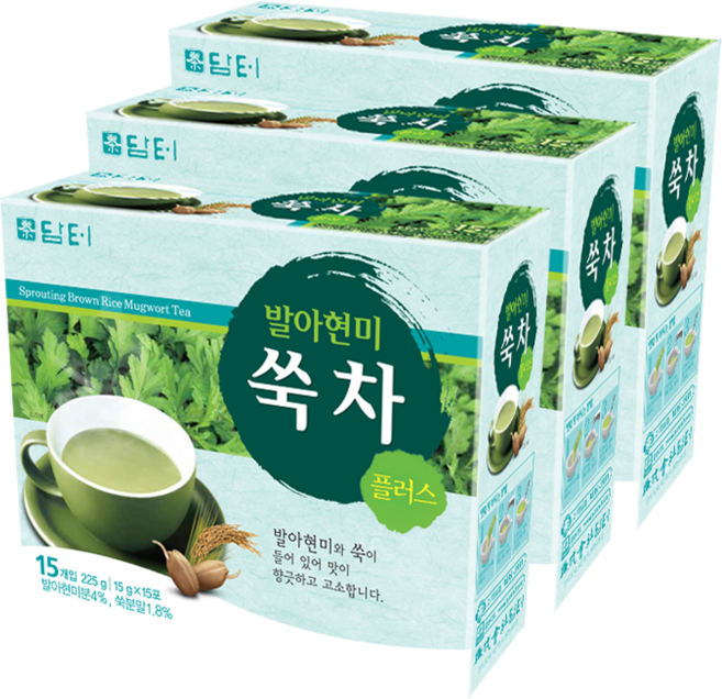 담터 발아현미 쑥차 플러스, 15g, 15개입, 3개