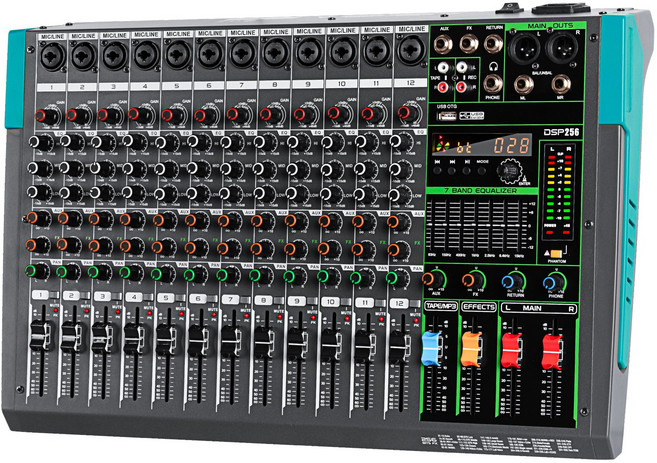 Depusheng MG12 오디오 콘솔 믹서 USB 연결 12채널 디지털 전문 오디오 믹서 콘솔