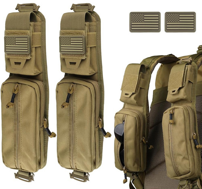 더블 지퍼 포켓 버전의 와이넥스 몰 액세서리 파우치 백팩 스트랩 어깨끈 부착 전술 가방 어깨 스타프스 추가 휴대폰 홀더