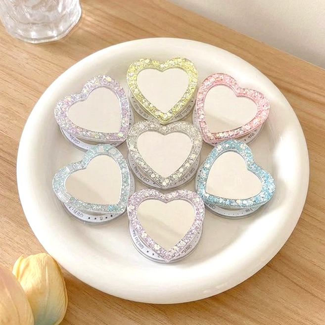 리브앤다 글리터하트 맥세이프 거울 그립톡, 레인보우, 1개