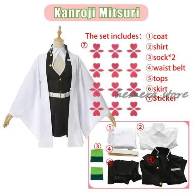 악마 슬레이어 코스프레 시노부 하오리 가발 기모노 유니폼 코트 할로윈 코쵸우, 51.Costume A - 110cm