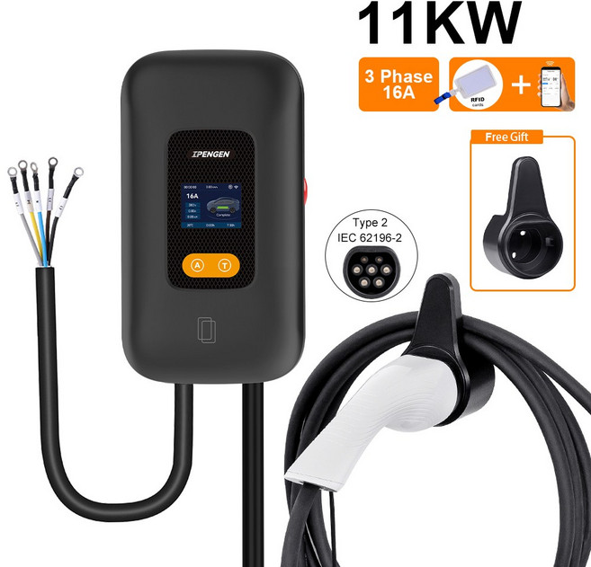 전기 자동차용 EV 월박스 충전 타입 2 커넥터 앱 제어 16A 32A 7.6kW 11kW 380V, 01 TYPE2, 03 11kw 16A 3 phase