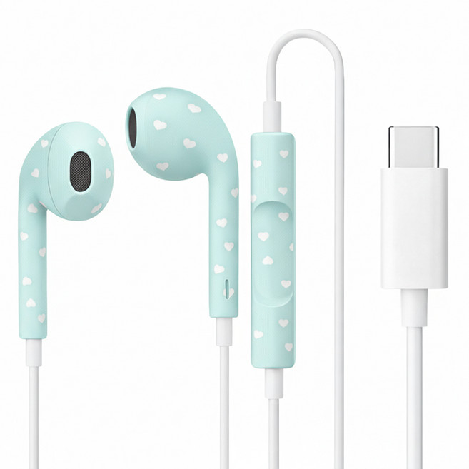 TF7 고음질 오픈형 C 타입 유선 이어폰 통화 마이크 볼륨조절 리모컨 내장형, 민트, TF7H03