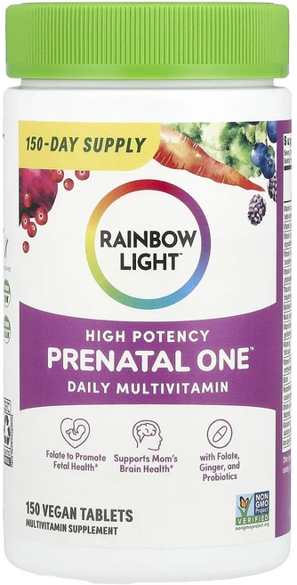 단백질 비타민 철분 마그내슘 칼슘 Rainbow Light Prenatal One™ 데일리 종합비타민 고효능 비건 정제 150정 고루고루섭취해주세요, RainbowLightPrenatalOne데일리종합비타, 1개 - 쿠팡