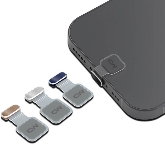 黏貼式金屬防塵塞 防丟款 充電孔防塵塞 適用iPhone 17 16 15 14 蘋果, 1個, 鈦銀合金,TypeC