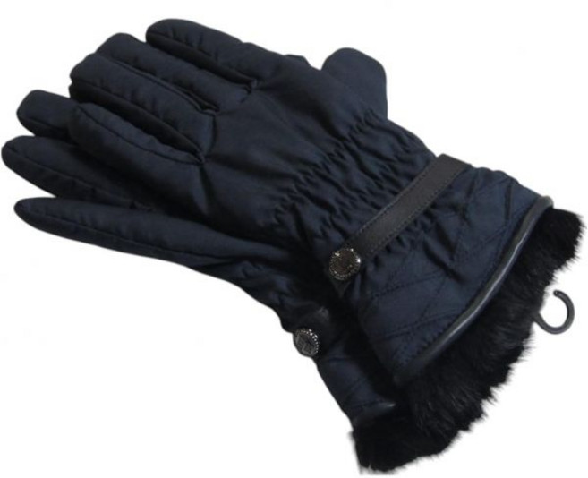안나 수이 로고 벨트 토끼털 양가죽 트림 장갑(네이비) 8.3~8.7인치(21~22cm) 스마트폰과 호환 가능