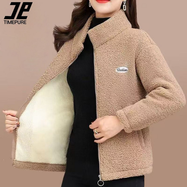 여성 후리스 집업 자켓 양털 뽀글이 하이넥 플리스 양면후리스 안감 가을 겨울 루즈핏 아우터 빅사이즈