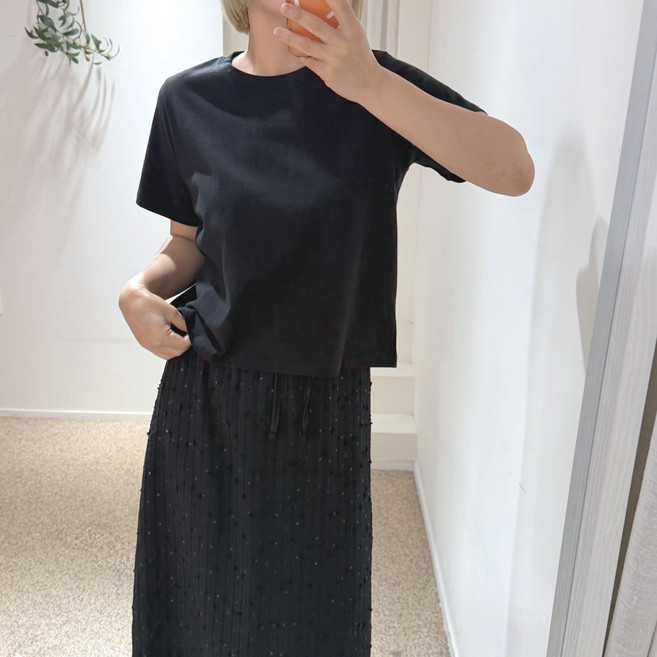 에이치스 베이직 소프트 탄탄 바이오 워싱 무지 기본핏 라운드넥 세미크롭 반팔티