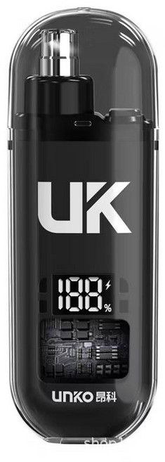 UNKO 昂科 輕巧便攜 電量顯示鼻毛修剪器, 黑色, 鼻毛修剪器