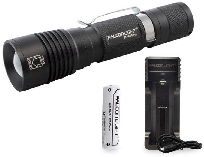 팔콘라이트 FL-610Plus 충전LED후레쉬 휴대용손전등, 혼합색상, 1개