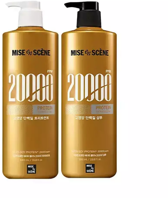 미쟝센 프로틴테라피클리닉20000샴푸 + 트리트먼트, 2개, 1L