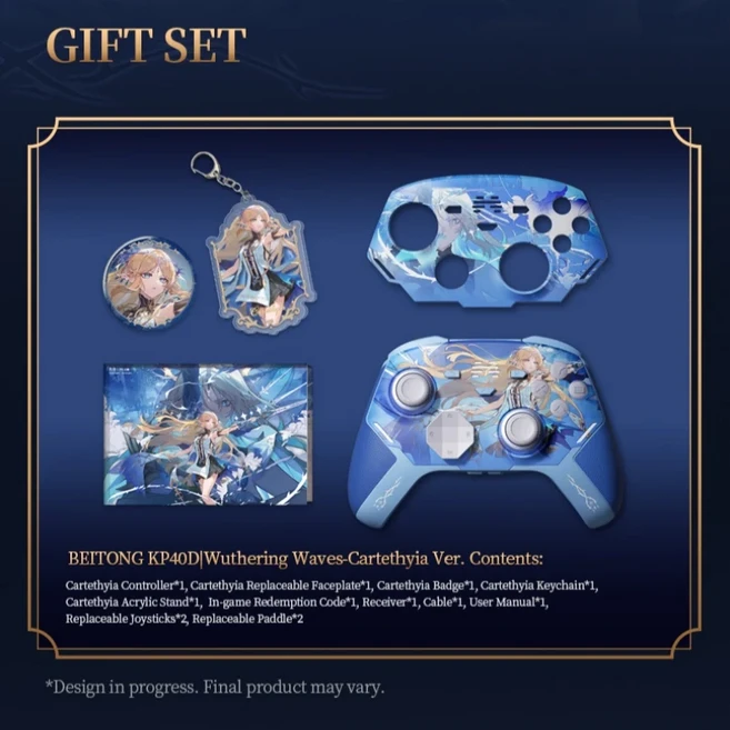 BEITONG Wuthering Waves - Cartethyia Ver KP40D 엘리트 컨트롤러 홀/마이크로 진동 트리거 힘 조절 가능, 01 Cartethyia Ver