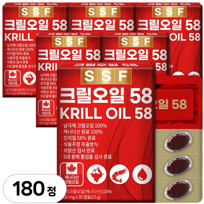 순수식품 크릴오일 58 인지질58%, 30정, 6개 - 쿠팡