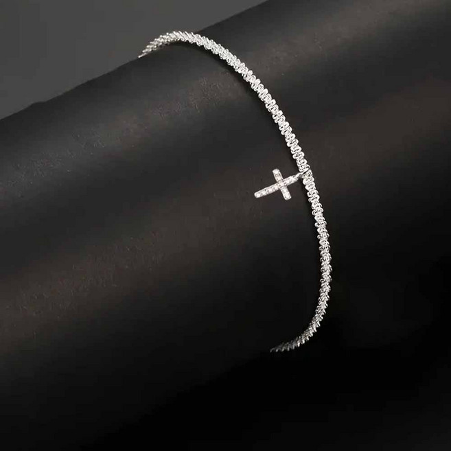 FANSYLI 십자가 목걸이 반짝 큐빅 펜던트 목걸이 심플 목걸이 쇄골 목걸이 십자가 펜던트 팔찌 W2507J25