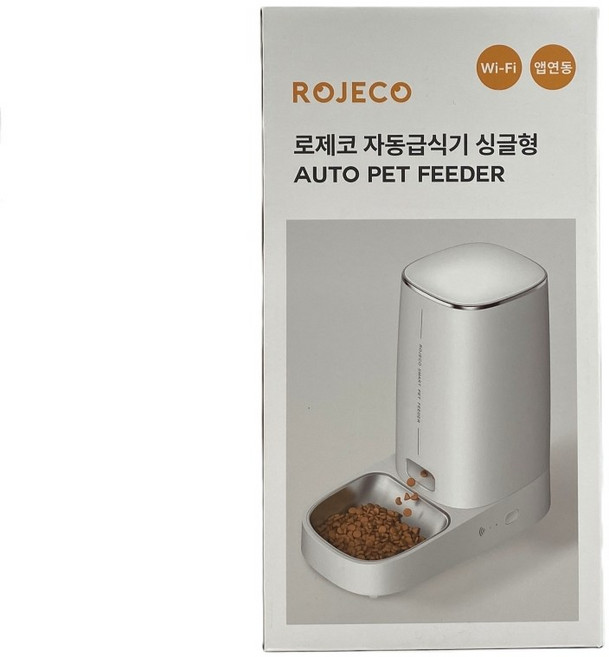 로제코 반려동물 자동급식기 싱글 4L PTM-001, 1개, 화이트