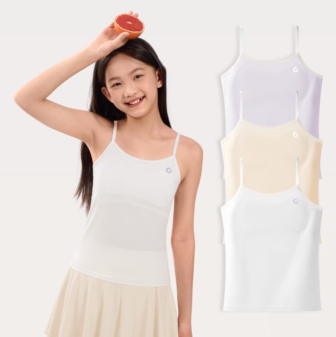 NUNUHANA 여아용 고탄력 롱 끈나시 1단계 브라런닝 3종세트