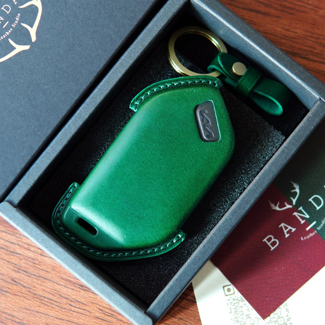 반다레더 기아 올뉴쏘렌토 올뉴모닝 EV9 쏘렌토 페이스리프트 가죽 스마트키 차키케이스, 그린