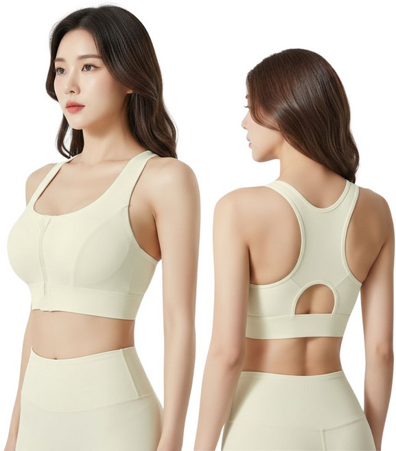 Kyails 앞지퍼 스포츠브라 하이서포트 필라테스 브라탑