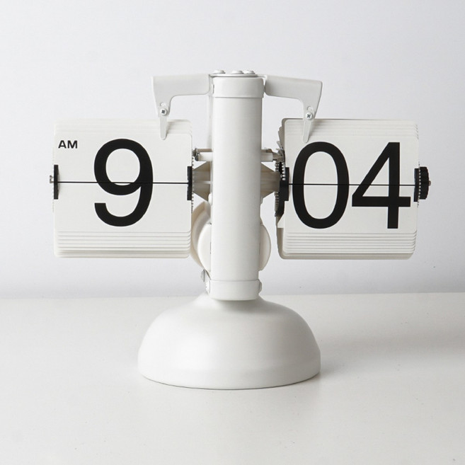 플립시계 탁상용 모던 인테리어 레트로 아날로그 기계 시계, 올-화이트