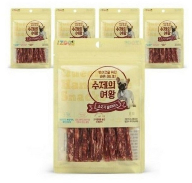 수제의여왕 강아지 건조간식, 소고기슬라이스, 70g, 5개