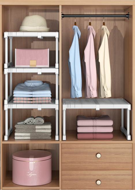 길이조절 옷장선반 정리대, 1개, 화이트