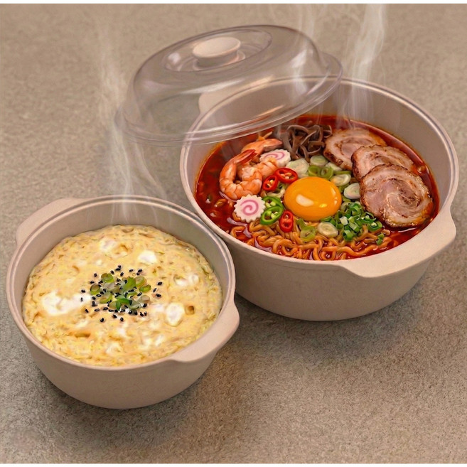 생활콕 전자레인지 용기 계란 찜기 550ml + 1200ml, 1세트, 딥그레이