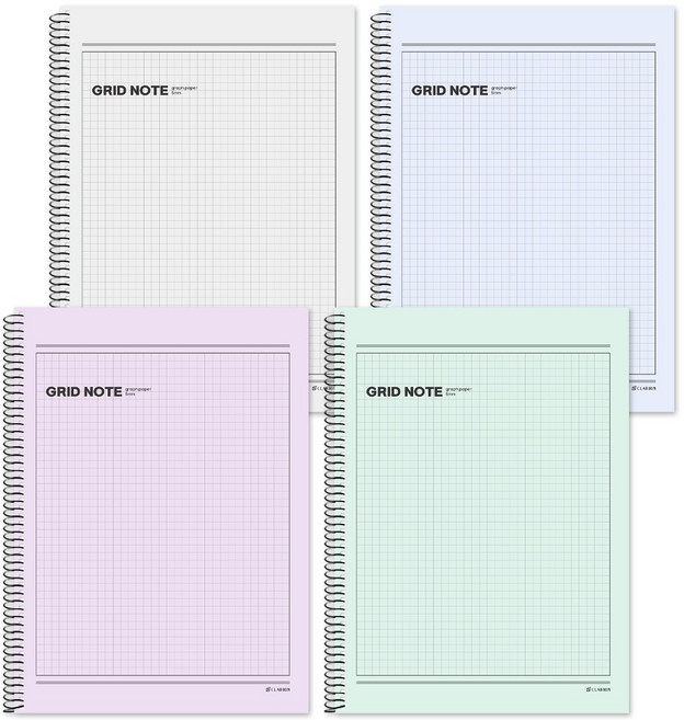 클라리온 캠퍼스 스프링 방안노트, 그레이+퍼플+블루+그린, 1세트