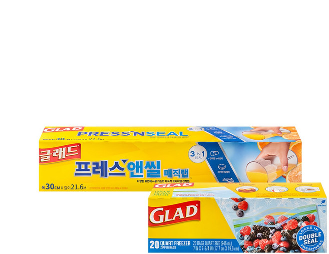 GLAD 佳能 神奇保鮮膜 一般型 + 夾鏈袋 冷凍用 中型組合, 1套