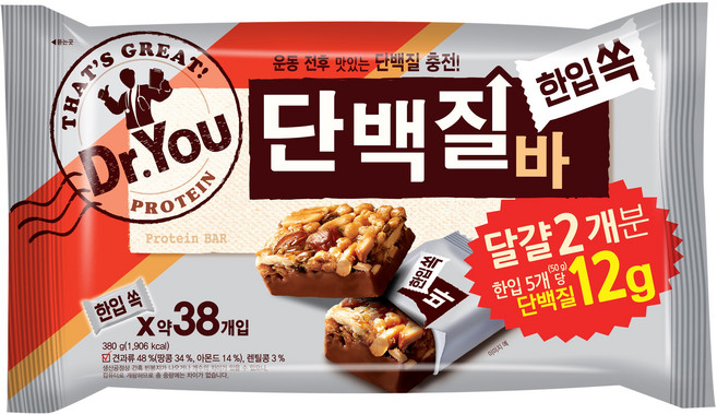 닥터유 한입쏙 단백질바, 380g, 1개
