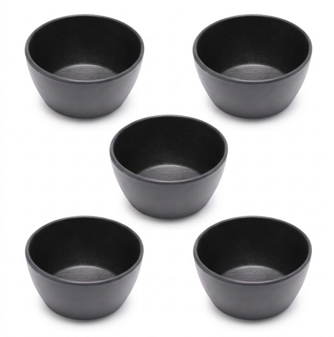 비에스제이디 모던 블랙 무광 멜라민 밥공기 밥그릇 5P 세트, 5개, 검정