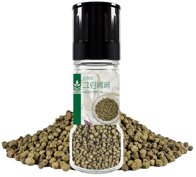 그린페퍼 그라인더 페퍼밀 녹후추 통후추 알후추 향신료 20g, 1개