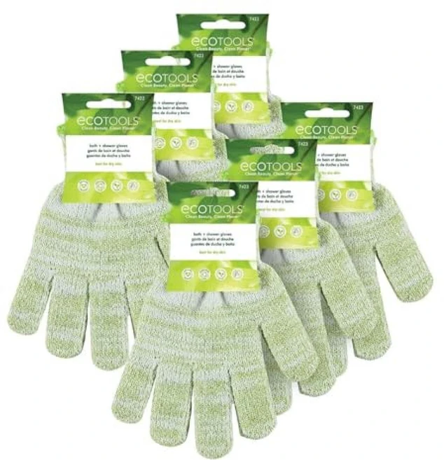 EcoTools 숯 주입 목욕 및 샤워 장갑 1쌍, 1 Count, 차콜 주입 장갑, 1쌍 - 쿠팡