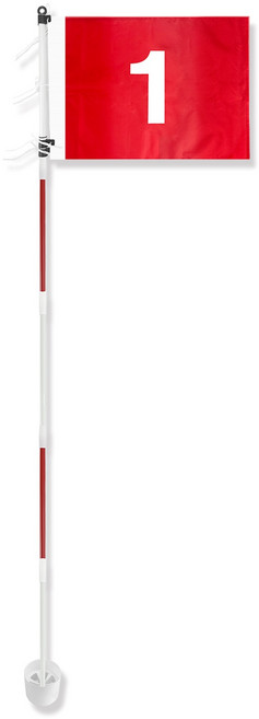 CRESTGOLF 나일론 골프 깃발 탈부착 깃대 + 깃발 + 홀컵 레드 깃발, 빨간색, 1개