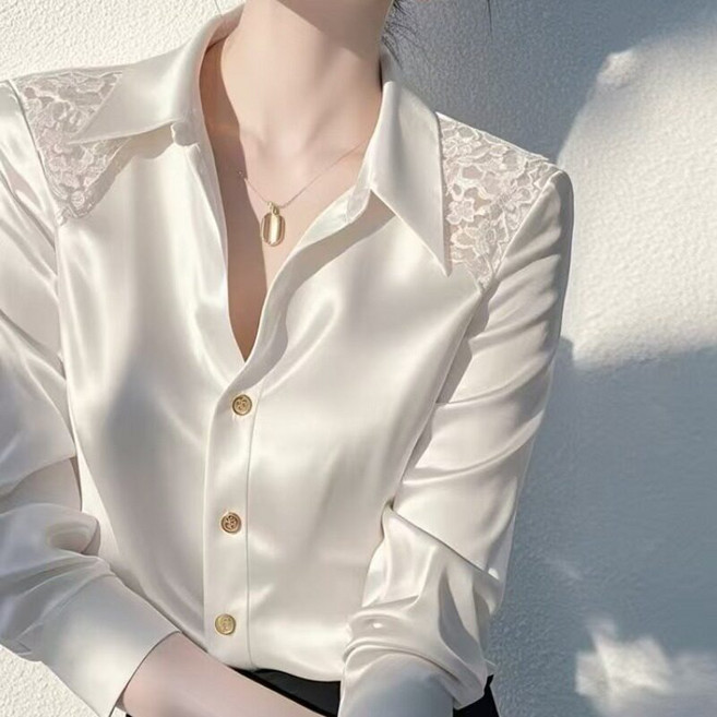 2026 봄 여성 POLO 칼라 롱슬리브 심플 셔츠 구김안가는 슈퍼 베이직 링클 프리 셔츠 베이직 긴팔셔츠 블라우스 출근룩