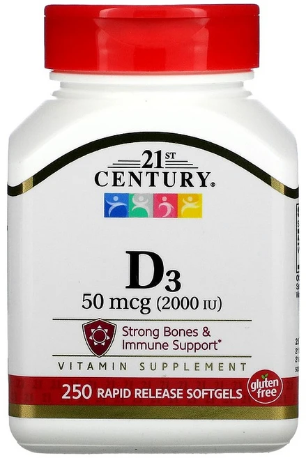 21세기 센추리 비타민D3 2000IU 250소프트젤, 1개, 250정 - 쿠팡