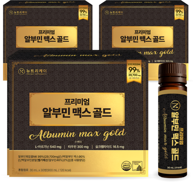 뉴트리케이 프리미엄 마시는 알부민 맥스 골드 고함량 특허원료 2종, 90개, 30ml