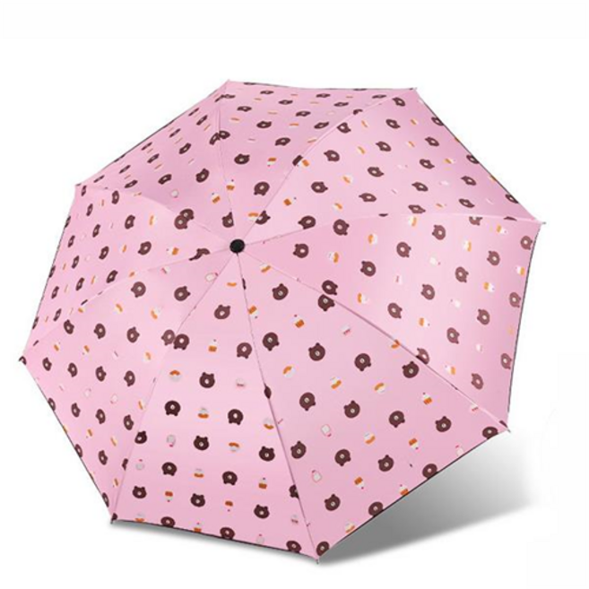 렌코리아 자외선차단 곰돌이패턴 3단 5단 접이식우산 우양산