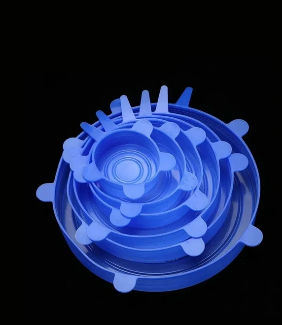 6-72개 재사용 가능한 식품 실리콘 스트레치 씰 뚜껑 실리콘 그릇 커버 캡 용기 식품 보관용 탄성 그릇 뚜, 07 12pcs ( 2bags ), 02 Blue Round