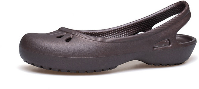 超輕洞洞鞋女軟底美林蒂醫院護士鞋白色包頭大碼防滑沙灘鞋花園鞋, 10 cm, 美林蒂咖啡色:37標準