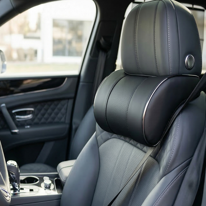 라이프엔라이크 차량용 목쿠션 자동차 목쿠션 차량 목베개 메모리폼 헤드레스트 목받침 운전 쿠션, 블랙