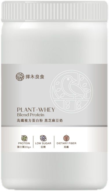 擇木良食 黑芝麻豆奶 植物蛋白-分離乳清混合蛋白粉, 1個, 540g