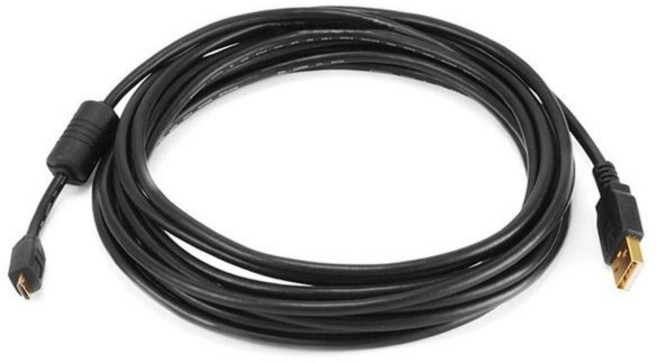 Monoprice 6피트 USB 2.0 A 수 - 마이크로 5핀 28/24AWG 케이블(페라이트 코어 포함 금도금)(105458) 검정색, 1 Pack