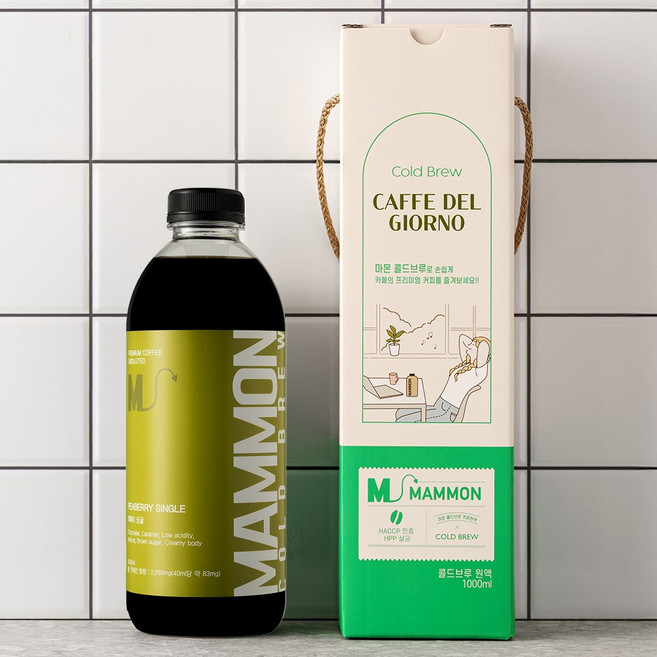 [마몬] 콜드브루 스페셜티 브라질 피베리 싱글(1000ml+샷글라스) 선물세트, 1개, 1개입, 1L