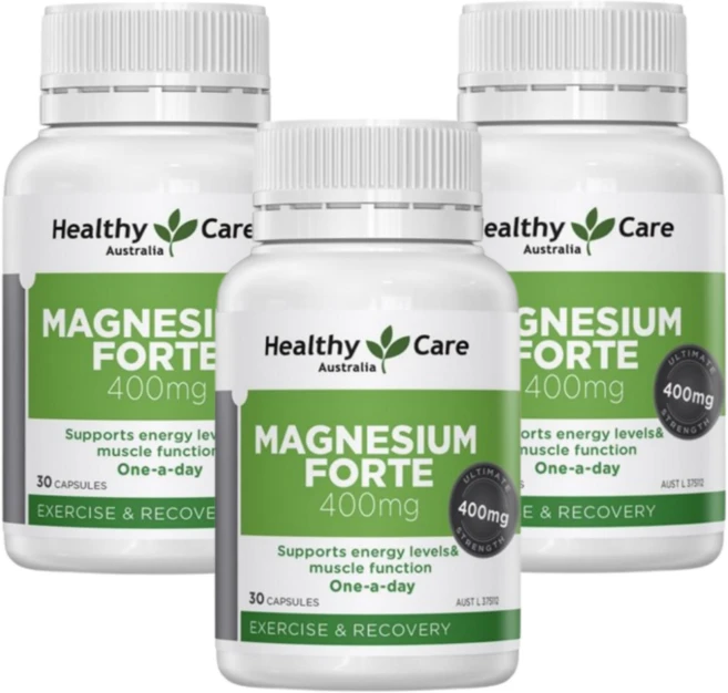 호주산 명품 Healthy Care 헬씨케어 심혈관 근육 신경 마그네슘 포르테 400mg 영양제 3통특가, 3개, 30정 - 쿠팡
