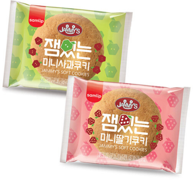 [삼립]잼있는쿠키 30입 2박스 (사과맛/딸기맛 택), 480g