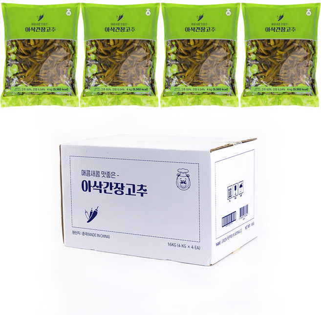 곰테이블 아삭한 간장 고추장아찌, 4kg, 4개